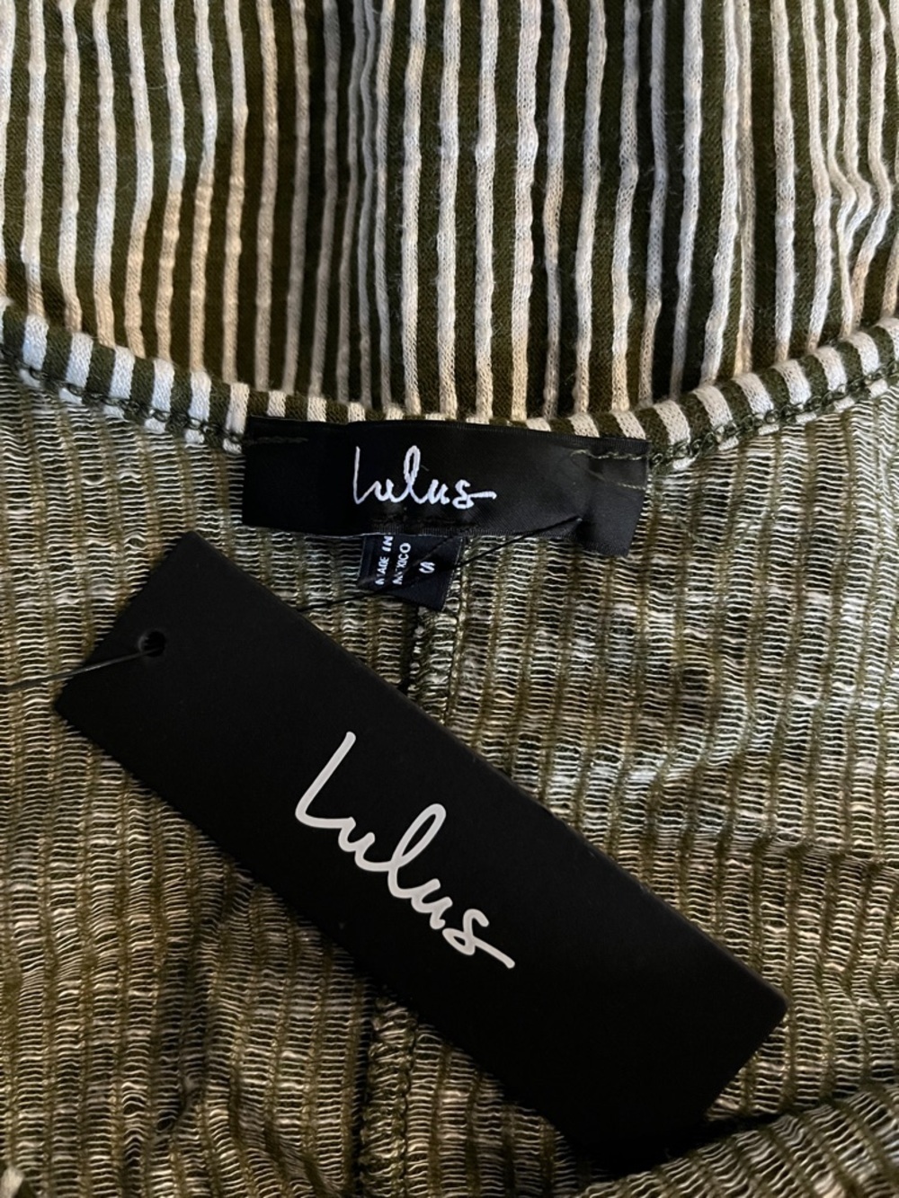 Lulus Summer Perfection Olive and Ivory Striped Ribbed Midi Dress - Picture 9 of 9